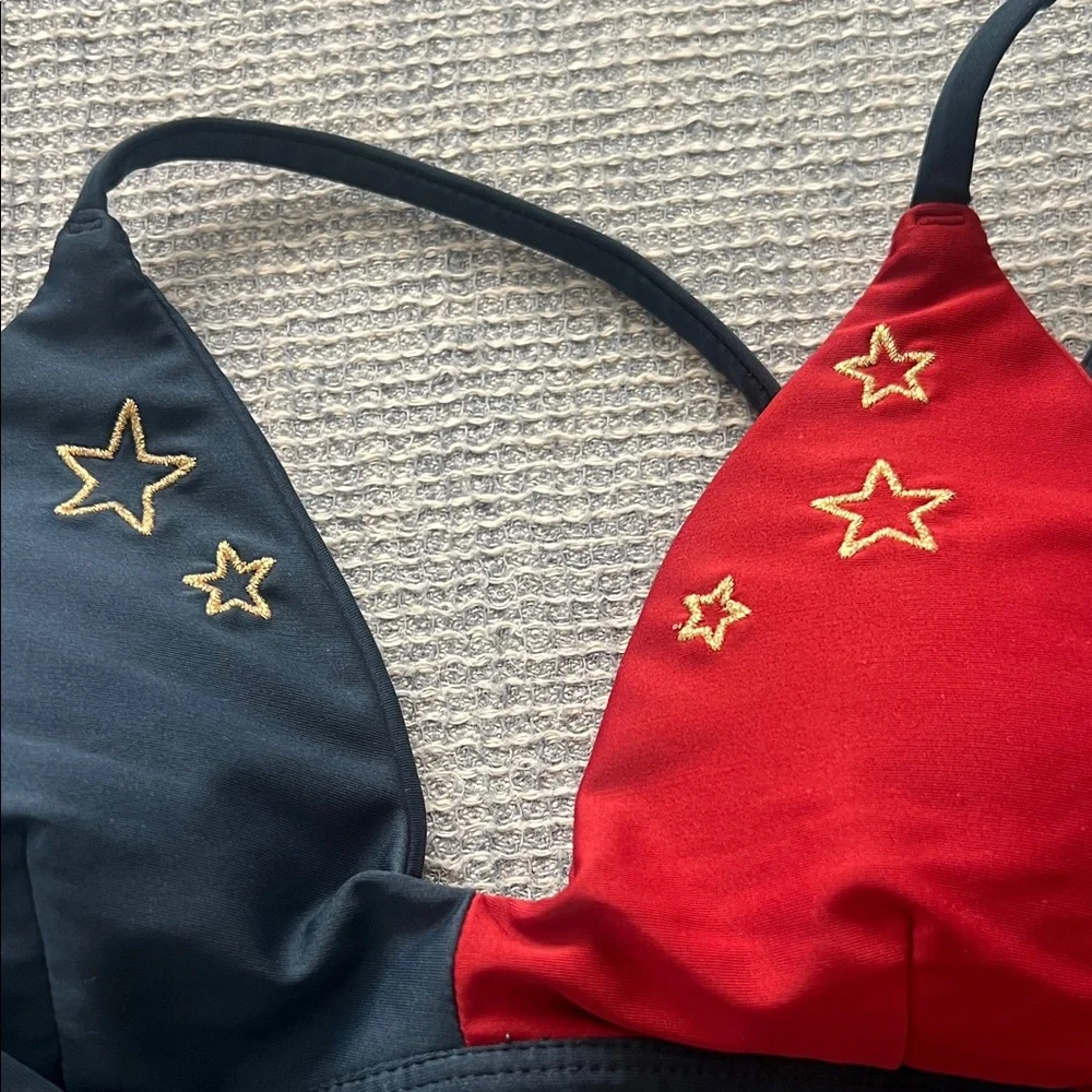 Hurley Stylish Red and Blue Star-Embellished Bikini Top - Picture 5 of 5
